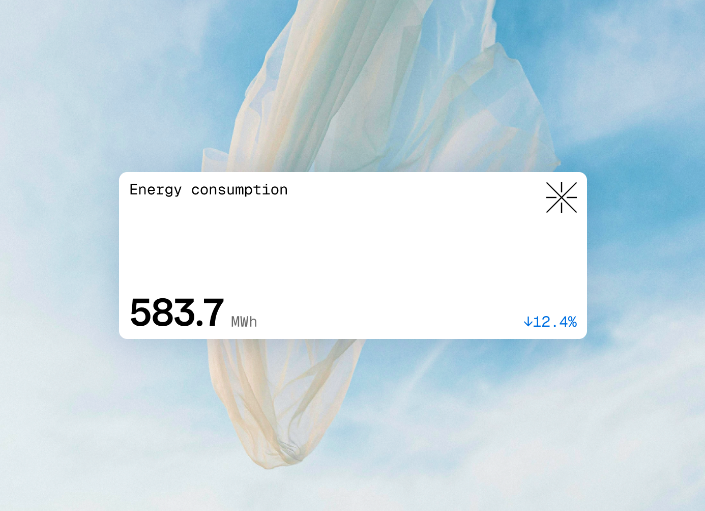 UI card displaying energy consumption data on a light fabric background